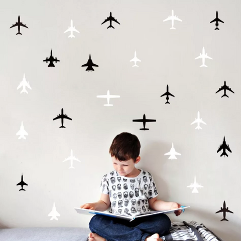 Black and white airplanes wall sticker