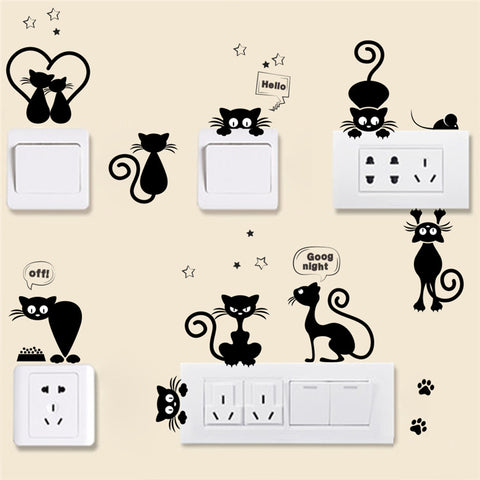 Light switch cats wall sticker
