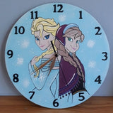 Elsa and Anna Wooden Clock