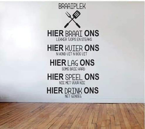 Braai Plek Vinyl Wall Sticker