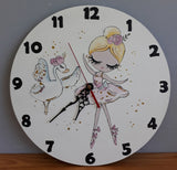 Glitter Ballerina Wooden Clock