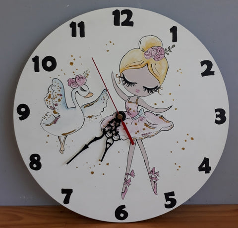Glitter Ballerina Wooden Clock