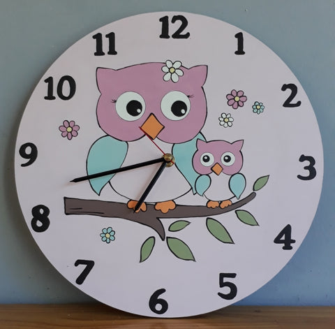 Owls Wooden Clock