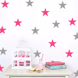 Pink and Gret Stars Wall Sticker