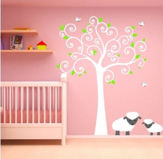Curly Tree and Sheep Wall Sticker